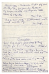 Moe Howard Handwritten Notes Entitled ''Material for [Mike] Douglas Show'', Circa 1973 -- Two Pages in Blue Pen on 1 Sheet Measuring 5'' x 7.5'' -- Very Good to Near Fine